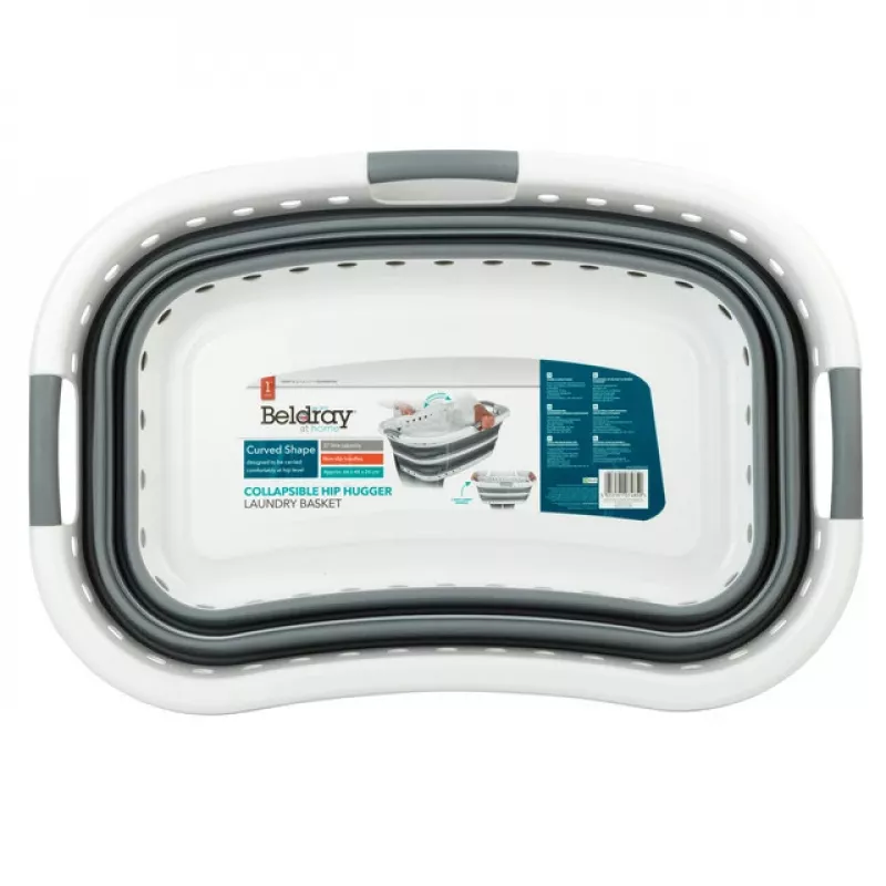 Beldray LA072979PGRYFEU7 Składany kosz na pranie Hip Hugger - Szary, 38 litrów