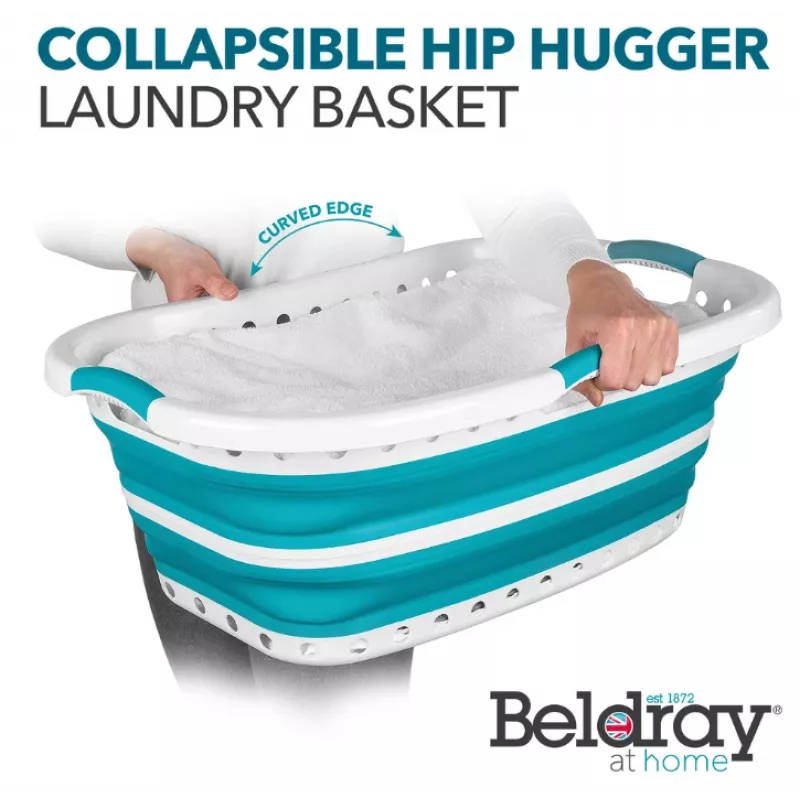 Beldray LA072979TQFEU7 37 L Składany Kosz na Pranie Hip Hugger Turkusowy