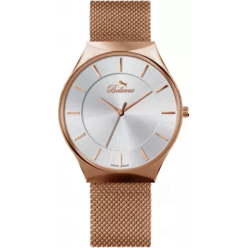 BELLEVUE E54 Damski Zegarek Kwarcowy Analogowy 32mm Koperta ze Stali Nierdzewnej Czarny Skórzany Pasek