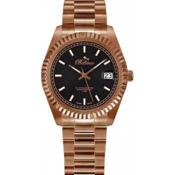BELLEVUE H26 Damski Zegarek Kwarcowy Analogowy 30mm Srebrny Stal Nierdzewna Siatka
