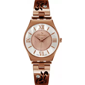 Zegarek BELLEVUE Woman D17 33mm Stal nierdzewna Srebrna tarcza Czarna skóra