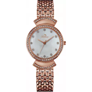 BELLEVUE Woman D50 32mm Quartz Analog Watch Silver Dial Black Leather Strap