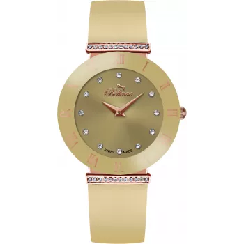 Zegarek BELLEVUE Woman E105 Kwarcowy Analogowy 33mm Stal nierdzewna Biała tarcza Czarna skóra