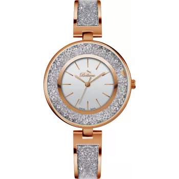 BELLEVUE Woman E68 33mm Quartz Analog Watch with Genuine Leather Strap
