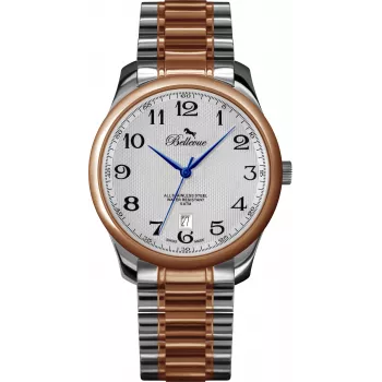 Zegarek BELLEVUE Woman F2 35mm Kwarcowy Srebrna Tarcza Czarny Skórzany Pasek
