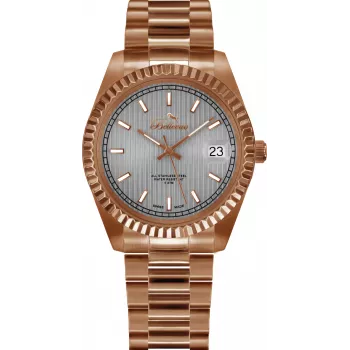 BELLEVUE Woman H28 30mm Quartz Analog Watch Silver Dial Black Leather Strap