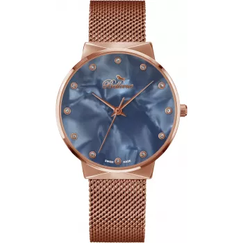 Zegarek BELLEVUE B11 dla kobiet, kwarcowy, analogowy, koperta ze stali nierdzewnej 33 mm, pasek ze skóry naturalnej