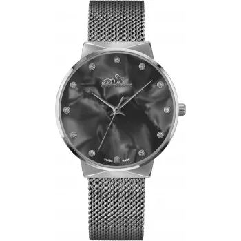 Zegarek BELLEVUE B13 Analogowy Kwarcowy Damski 33mm Koperta ze Stali Nierdzewnej Czarny Pasek Skórzany