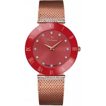 Zegarek damski BELLEVUE F118 (26mm) - Bransoleta ze stali nierdzewnej mesh, kwarcowy, srebrna tarcza