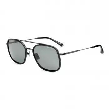 Okulary przeciwsłoneczne Belstaff Avedon S118 dla mężczyzn - czarna oprawka acetatowa, szare soczewki poliwęglanowe, ochrona UV400, 56/20/145 mm