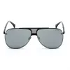 Okulary przeciwsłoneczne Belstaff Beckington męskie, prostokątne - czarna oprawka acetatowa, szare soczewki poliwęglanowe, ochrona UV400, 60/18/145 mm