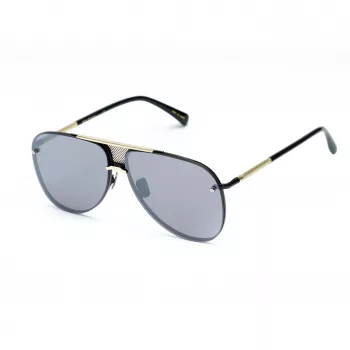 BELSTAFF BECKINGTONIIN Męskie kwadratowe okulary przeciwsłoneczne z acetylocelulozy - czarna oprawka, szare soczewki 63/12/145 mm