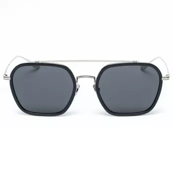 Okulary przeciwsłoneczne męskie Belstaff Merrikiigris - szara oprawka acetatowa z szarymi soczewkami poliwęglanowymi - 52/17/140 mm