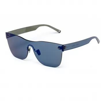 Okulary przeciwsłoneczne Belstaff Flashgunazul dla kobiet - niebieska oprawka acetatowa z szarymi gradientowymi soczewkami