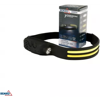 BEMKO C49-LTC01 Ładowana czołówka LED, 1200mAh, 100 lumenów, IPX4, zasięg 80m