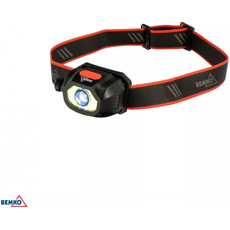 BEMKO C49-LTC02 Wielofunkcyjna akumulatorowa lampa czołowa LED, 200lm, 6500K, 1200mAh, IP44