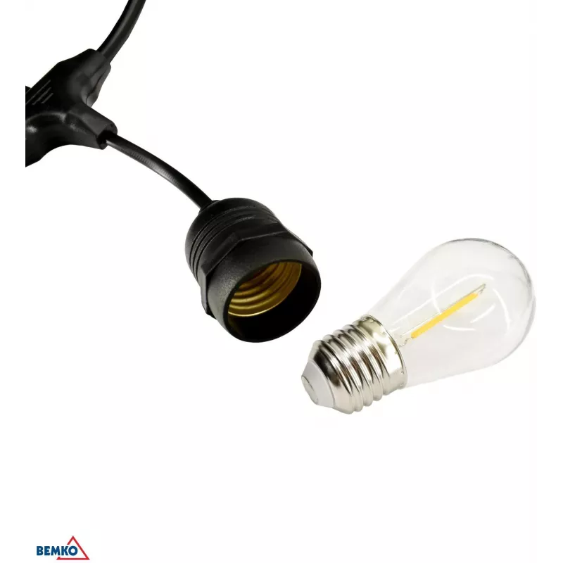 BEMKO SOLBEE Lampki ogrodowe LED zasilane energią słoneczną 10 LED 10m Ciepła biel 3000K IP65 Czarny