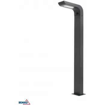 BEMKO SOLVEO Hybrid LED Garden Bollard Light, 7W, 600lm, CCT 3000K/4000K/6500K, 80cm, IP65, Dark Grey, PIR Sensor