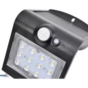 BEMKO TRINGO Solar LED Floodlight 1.5W 220lm 4000K IP65 Black z czujnikiem PIR C83-SOT-001BL-PIR