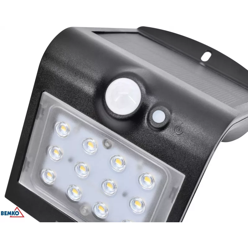 BEMKO TRINGO Solar LED Floodlight 1.5W 220lm 4000K IP65 Black z czujnikiem PIR C83-SOT-001BL-PIR