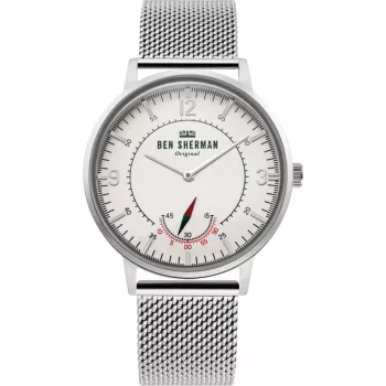 BEN SHERMAN Męski Zegarek Analogowy Kwarcowy WB034SM 43 mm Czarna Tarcza Skórzany Pasek