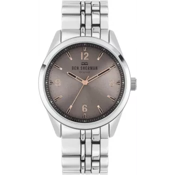 BEN SHERMAN Męski Zegarek Kwarcowy Analogowy WB057ESM 43mm Stal Nierdzewna Niebieska Tarcza Srebrna Bransoleta Mesh