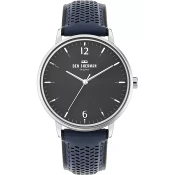 Zegarek męski BEN SHERMAN WB038U 43mm Czarna tarcza Czarny pasek z ekoskóry