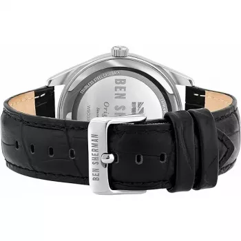 Zegarek męski BEN SHERMAN WB039UB 43mm Czarna tarcza Czarny pasek z ekoskóry