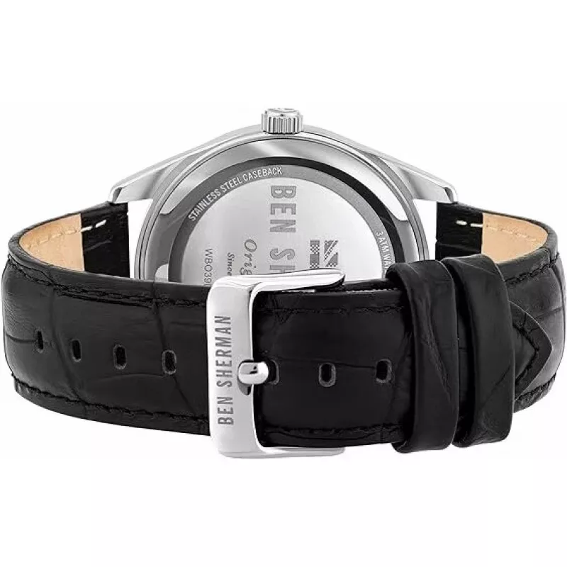 Zegarek męski BEN SHERMAN WB039UB 43mm Czarna tarcza Czarny pasek z ekoskóry