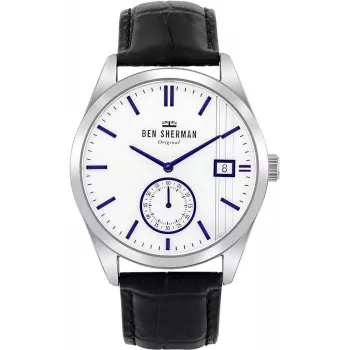 Zegarek męski BEN SHERMAN WB039UB 43mm Czarna tarcza Czarny pasek z ekoskóry