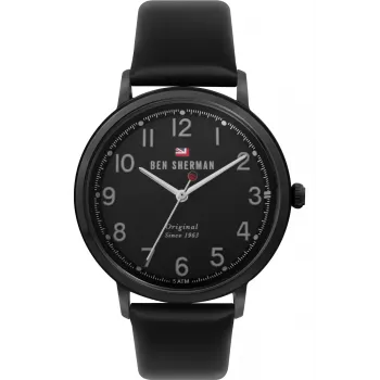 Zegarek męski Ben Sherman WBS113BB Analogowy Kwarcowy 43mm Czarna Tarcza Skórzany Pasek