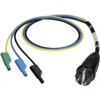 Adapter pomiarowy BENNING, wtyk Schuko na gniazda lamelkowe 4 mm, dotykoodporny, 300 V CAT III, 16 A, czarny 044142