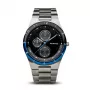 Zegarek męski BERING Classic Minimalist Quartz 39mm, koperta tytanowa, niebieska tarcza, szara siateczka ze stali nierdzewnej 32339-702