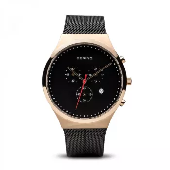 Bering Men's Classic Quartz Watch 40mm Stainless Steel Black Dial Mesh Bracelet 14740-166