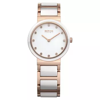Zegarek BERING Classic Quartz dla kobiet 10729-766 29mm Różowe Złoto Stal nierdzewna Siatka