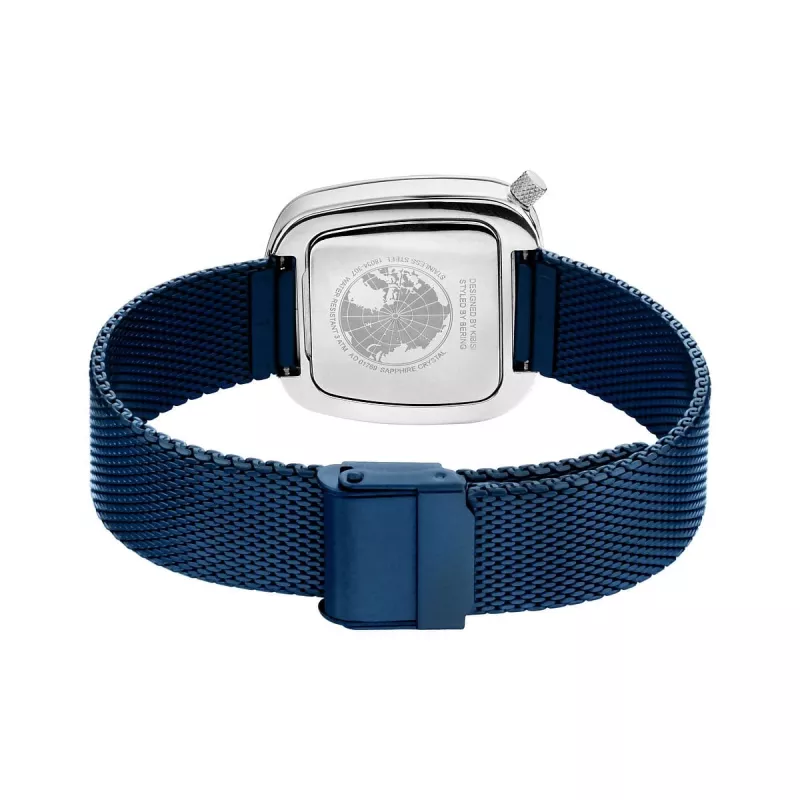 Zegarek damski BERING 18034-307 (34mm) - Różowe złoto i niebieska tarcza sunray