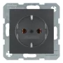 Berker 41431606 Gniazdo SCHUKO Aluminium – 16A 250V IP44 Podtynkowe z Pokrywą Na Zawiasach