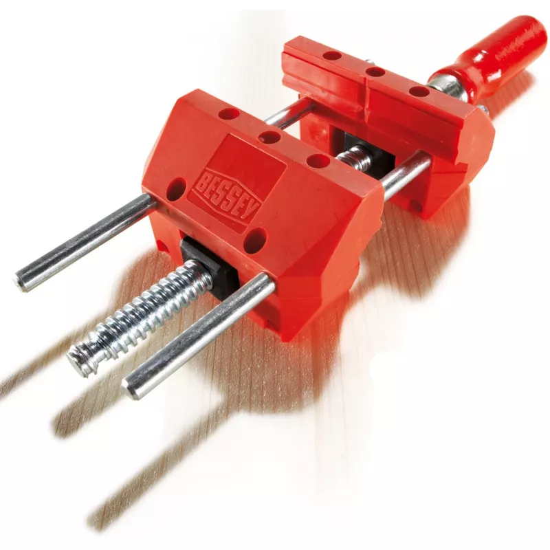 BESSEY S10-ST Mini imadło śrubowe S 10, czerwone, szerokość mocowania 100 mm, głębokość gardzieli 50 mm, z 2 zaciskami stołowymi