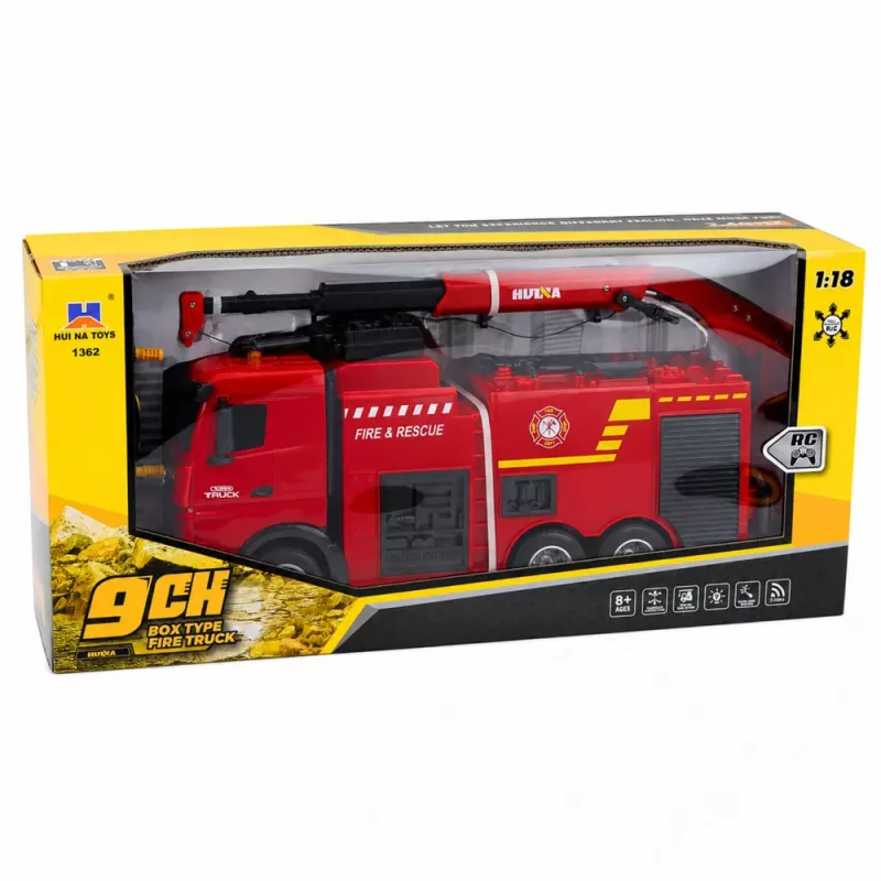 BESTTOYS Wóz Strażacki z Dźwigiem i Działkiem Wodnym RC Huina 1:18