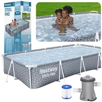 Bestway 561FV Frame Pool Rectangular 366 x 201 x 66 cm Grey