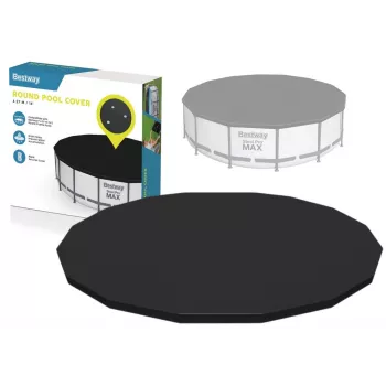 Bestway Flowclear Pokrowiec na Basen dla Steel Pro MAX Frame Pool 427 cm (14 ft) - Niebieski, polietylen z wiązaniami linowymi
