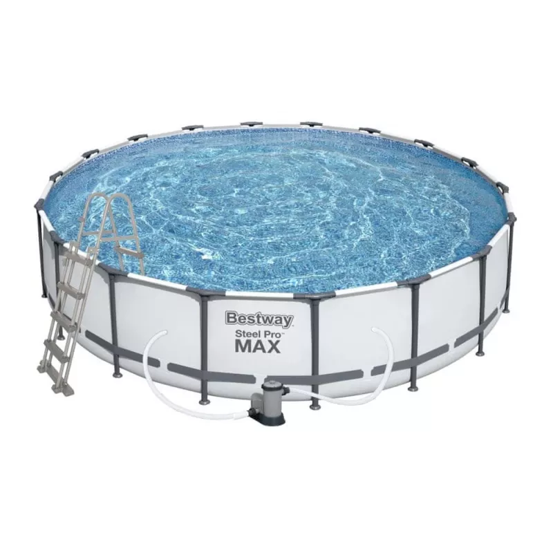 Bestway Steel Frame Pool 549 x 122 cm (18 ft x 48 in) Round Above Ground Pool z pompą filtrującą, drabiną, pokrywą - 56462