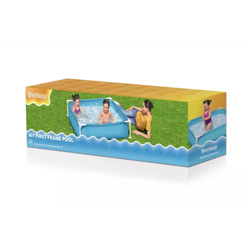 Bestway Steel Pro Frame Pool 122 cm x 122 cm x 30.5 cm Kwadratowy Basen Naziemny dla Dzieci 365 L Niebieski