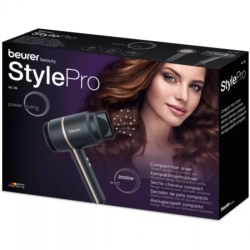 Beurer HC 35 Kompaktowa Suszarka do Włosów - 1600 W Jonizacja ze Składanym Uchwytem (59392)