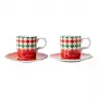 Bialetti Tricolore Espresso Cup and Saucer Set (2 Cups, 2 Saucers)