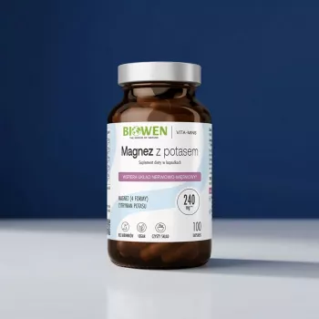 BIOWEN Magnez 4x z Potasem – 100 kapsułek – Wegański suplement diety
