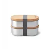 black+blum Oval Box 0.5 L Pojemnik na żywność z bambusową pokrywką i stalową podstawą