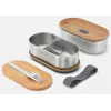 black+blum Oval Box 0.5 L Pojemnik na żywność z bambusową pokrywką i stalową podstawą
