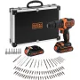 BLACK+DECKER 18V Akumulatorowa Wiertarko-wkrętarka udarowa BDCHD18BAFC, Czarno-pomarańczowa, 2x baterie 1,5 Ah Li-Ion, 80-elementowy zestaw akcesoriów, walizka