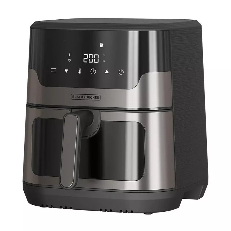 BLACK+DECKER BXAF8001E 8L Cyfrowa Frytkownica Beztłuszczowa, 1700W, 8 Programów, Kosz Nieprzywierający, Czarny